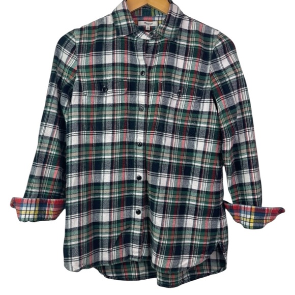 Madewell Ex-boyfriend Highland Tartan Christmas Colors Plaid Flannel Shirt - Picture 14 of 14
